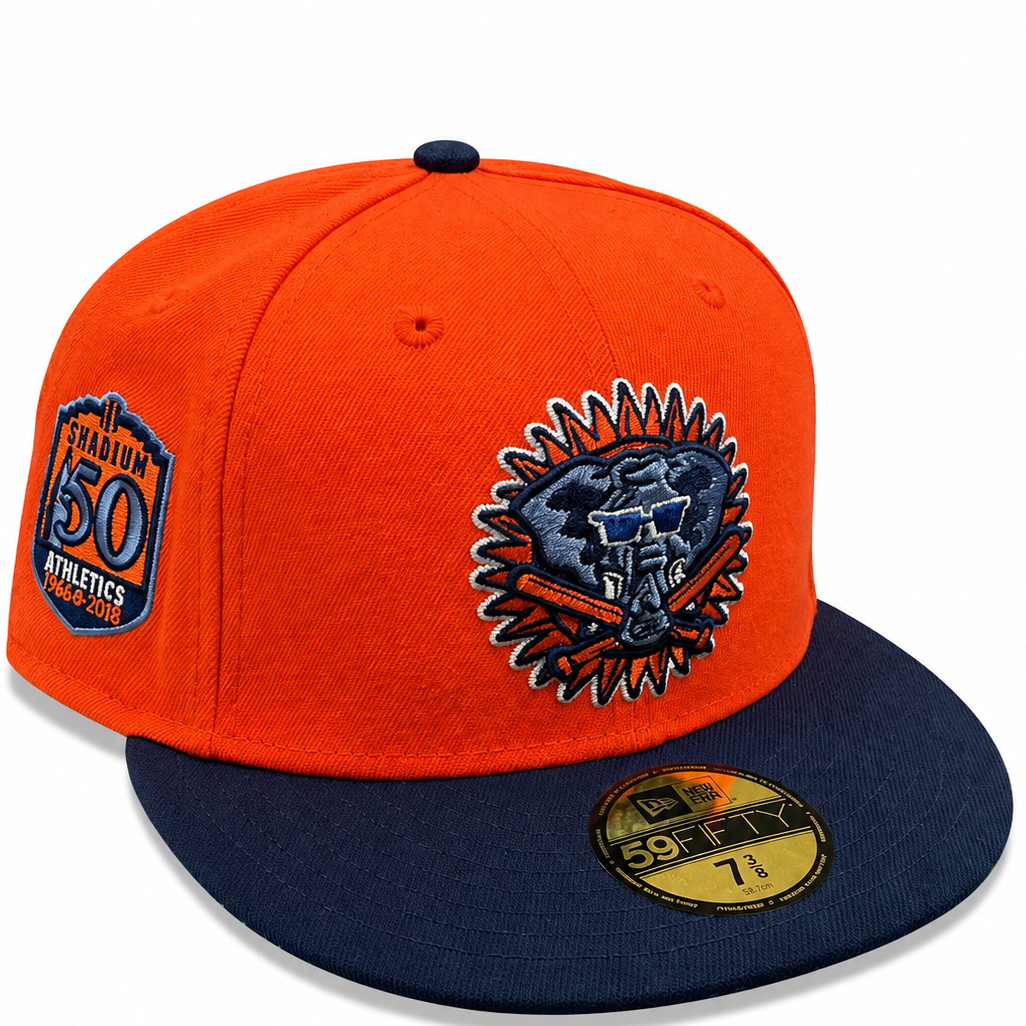 Oakland Athletics orange/navy New Era 59FIFTY fitted hat - front view