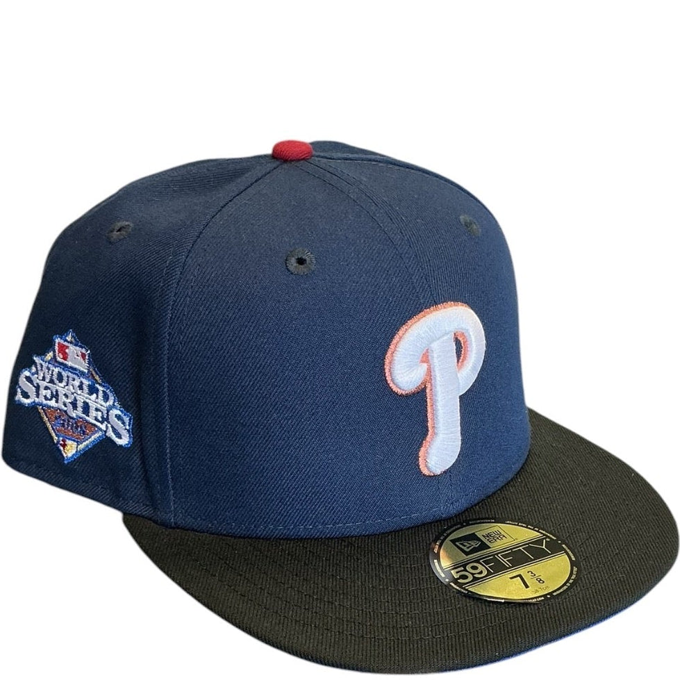 Philadelphia Phillies Navy & Black 2008 World Series New Era 59FIFTY fitted hat - back view