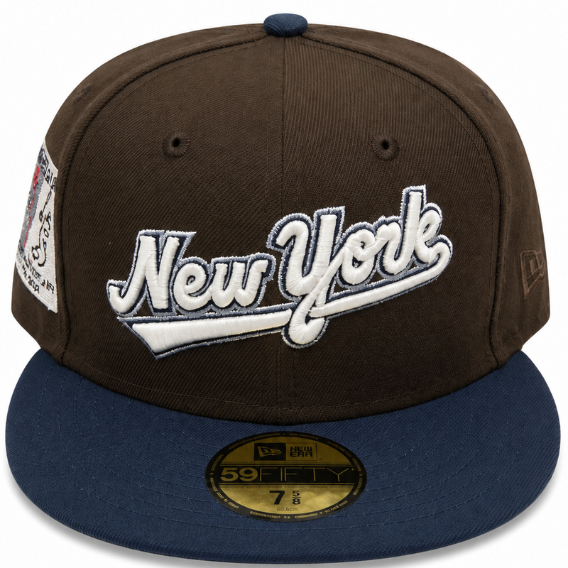 New York Yankees dark brown and navy New Era 59FIFTY fitted hat - back view