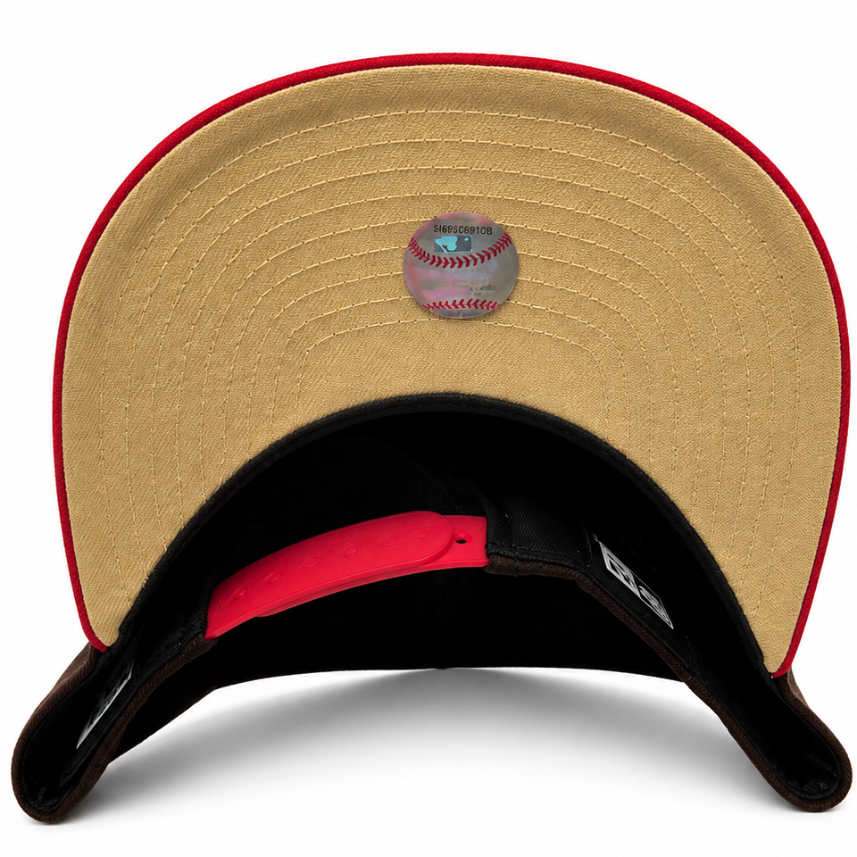 Los Angeles Dodgers brown and red 60th Anniversary New Era 9FIFTY A-Frame snapback hat - back view