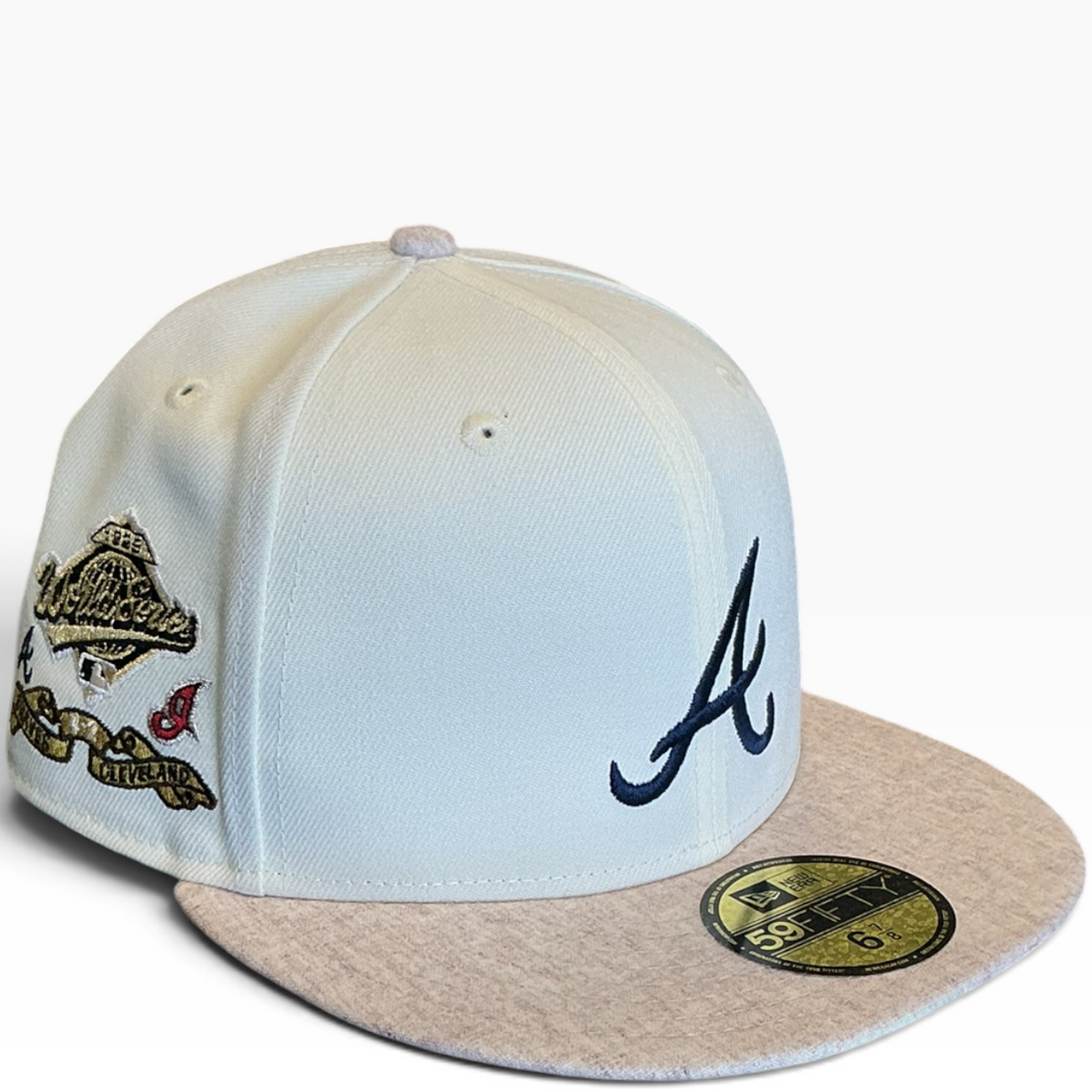 Atlanta Braves Cream & Tan World Series New Era 59FIFTY fitted hat - side view