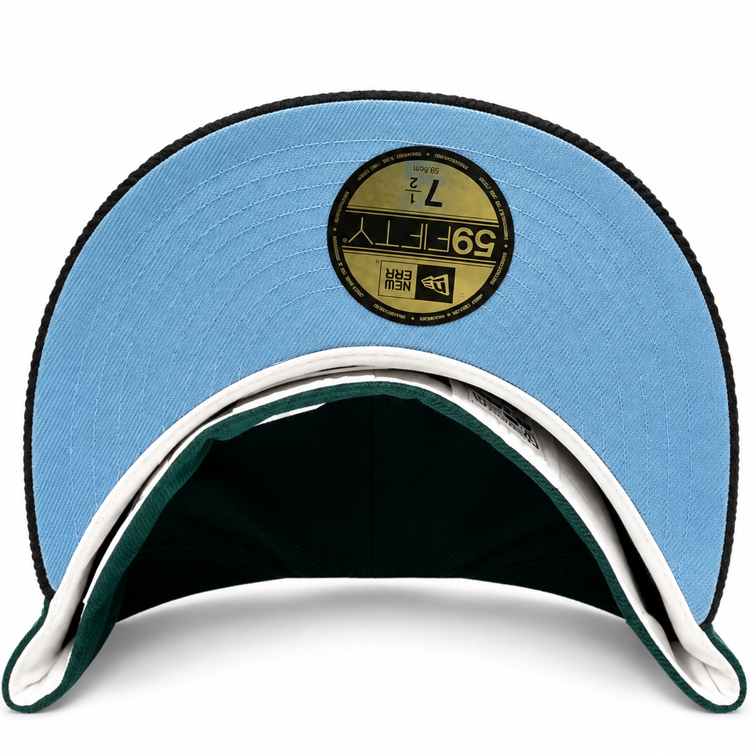 Texas Rangers Dark Green/Black New Era 59FIFTY fitted hat - back view
