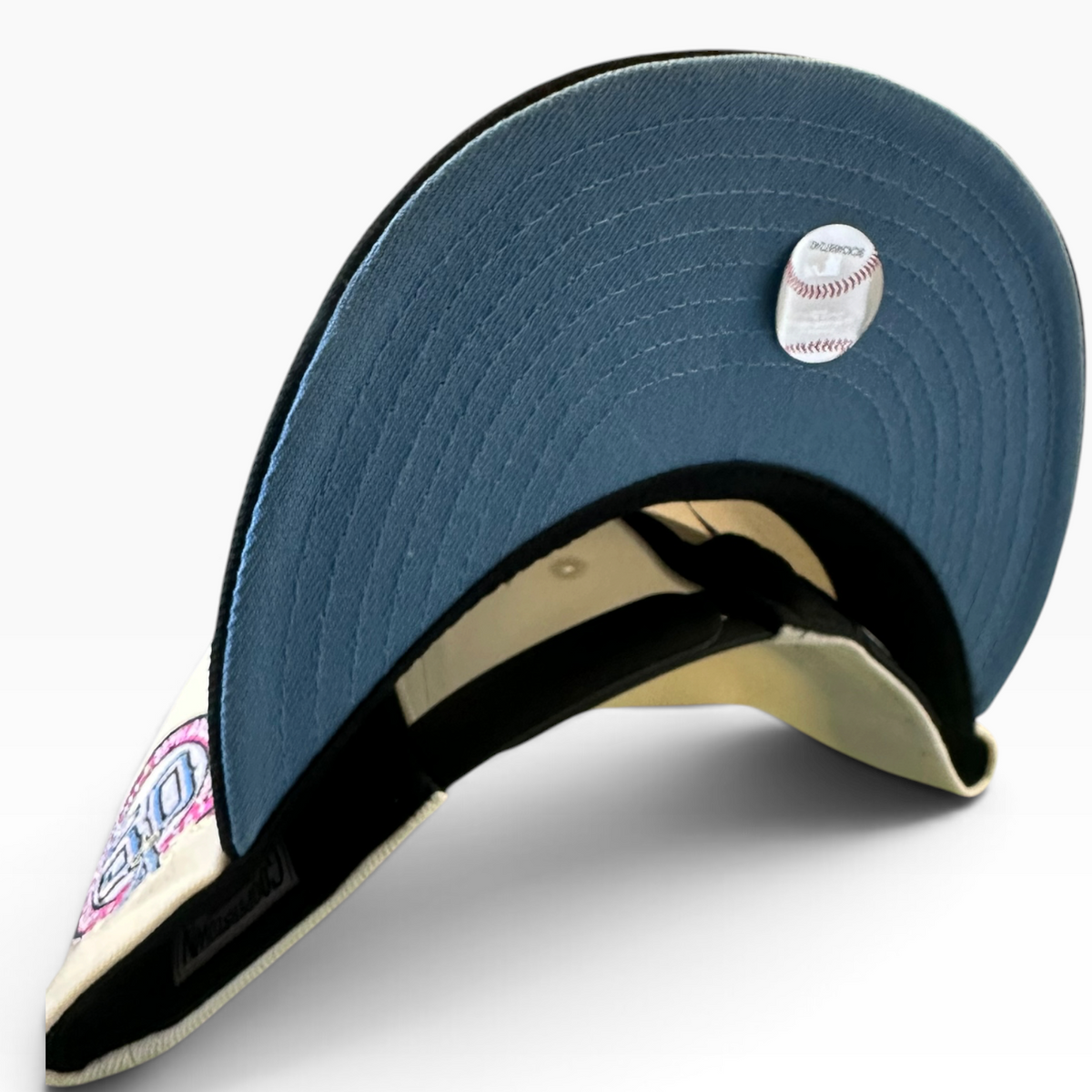 Angels cream, black and pink snapback - back view