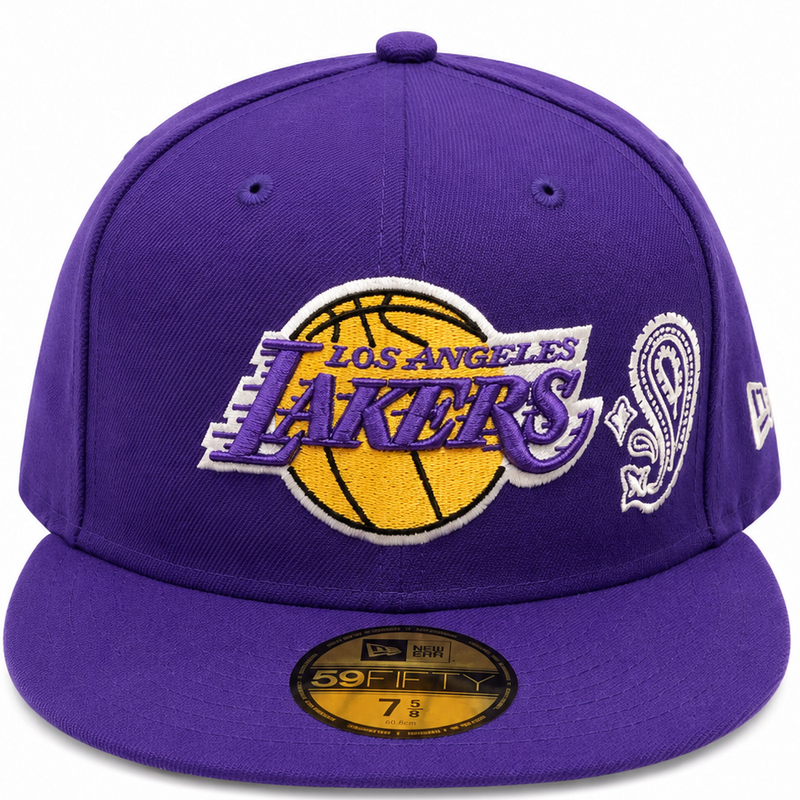 Los Angeles Lakers purple paisley New Era 59FIFTY fitted hat - side view
