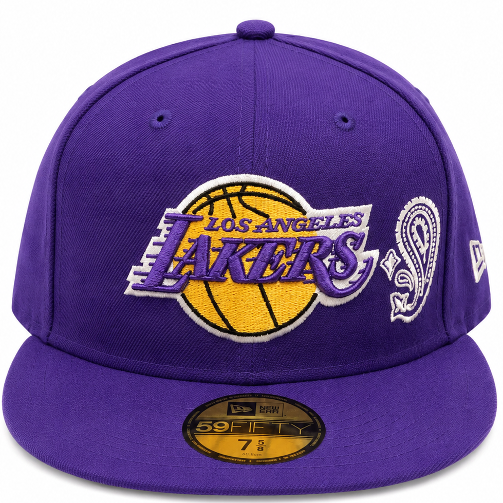 Los Angeles Lakers purple paisley New Era 59FIFTY fitted hat - side view