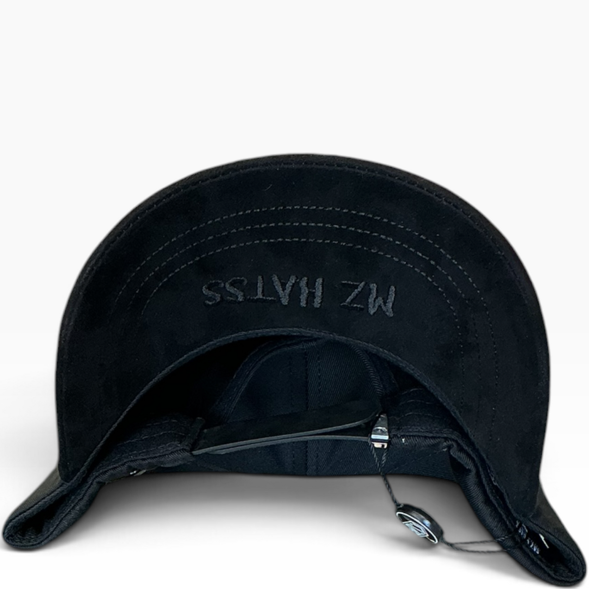 Black SD rhinestone cloud suede snapback hat - front view