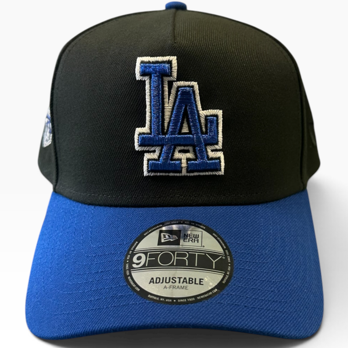 Los Angeles Dodgers black and royal blue New Era 9FORTY A-Frame adjustable hat - side view