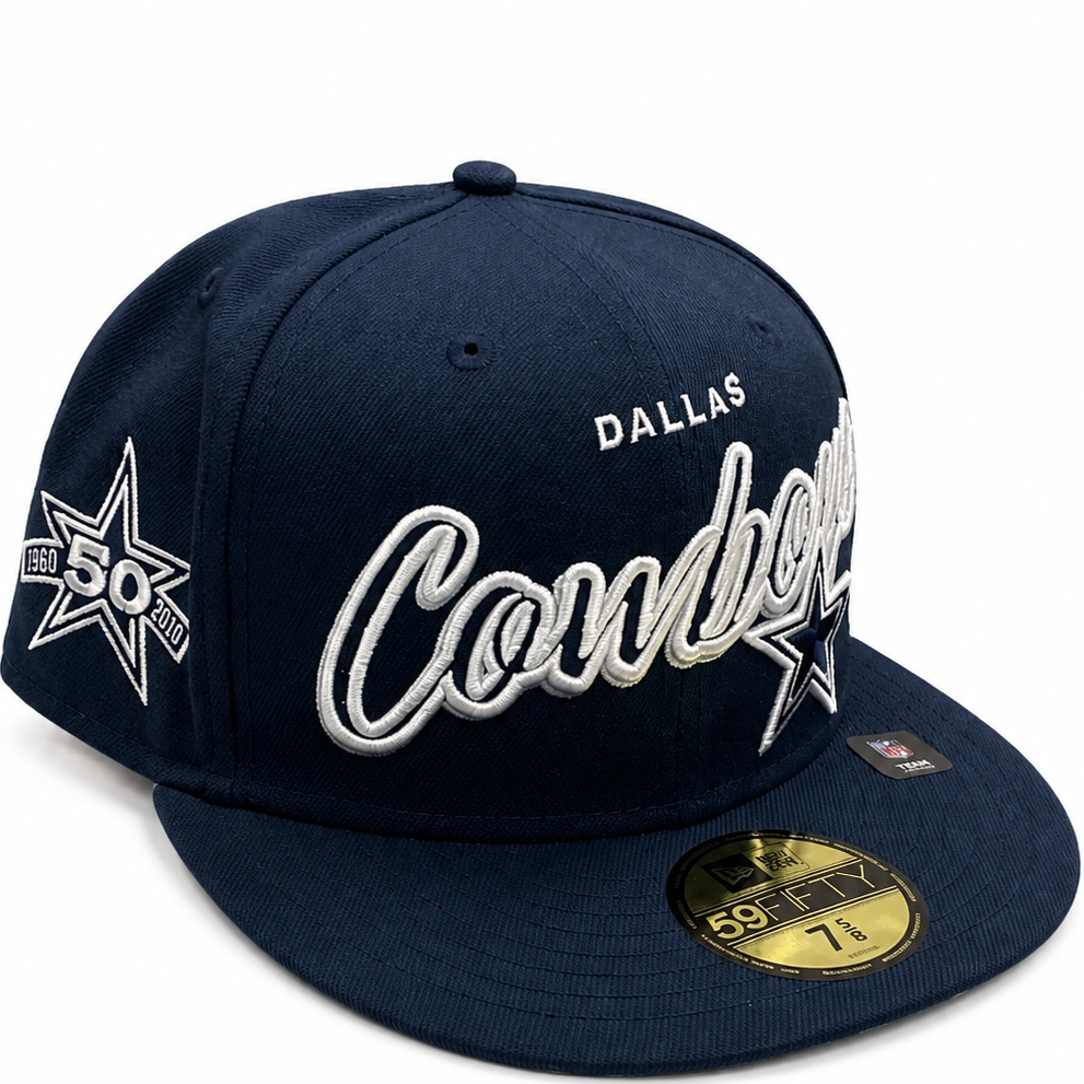Dallas Cowboys navy New Era 59FIFTY fitted hat - side view