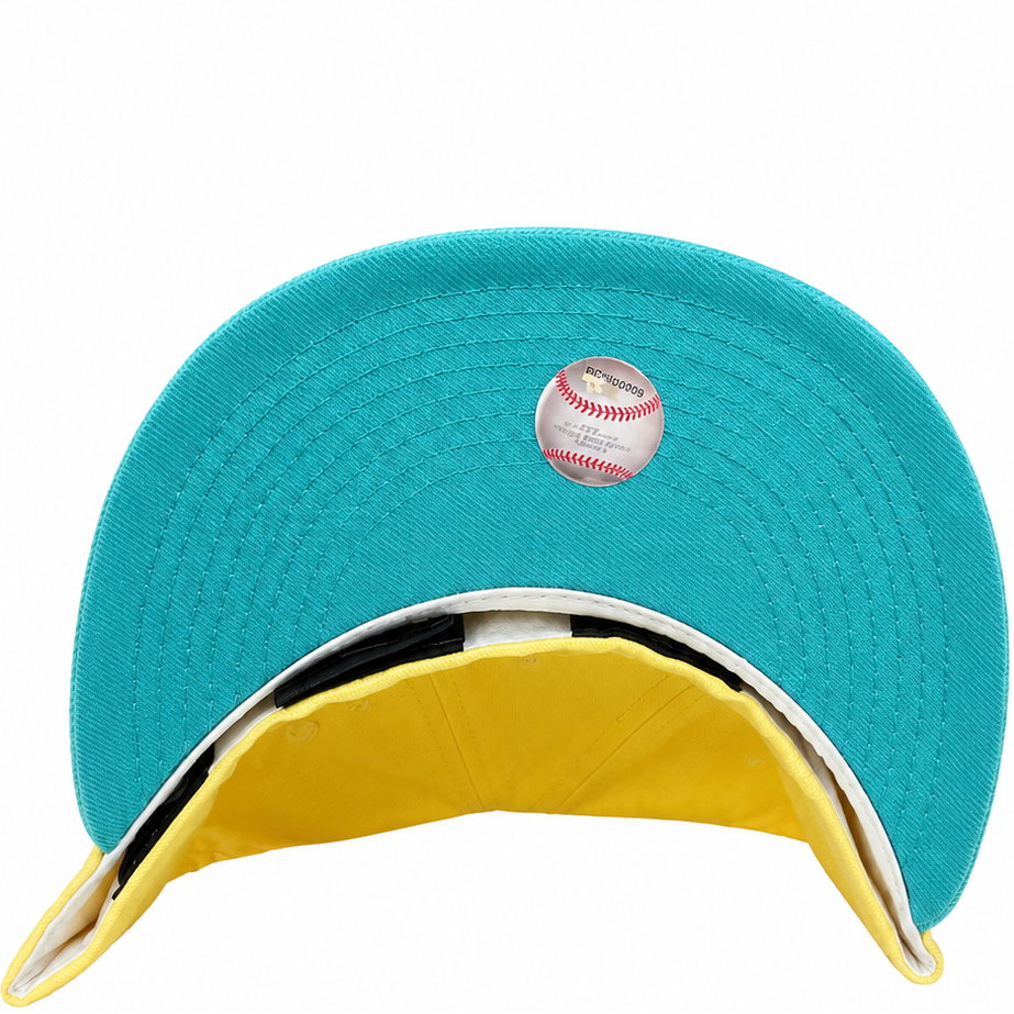 San Francisco Giants Pastel Yellow / Aqua New Era 59FIFTY fitted hat - back view