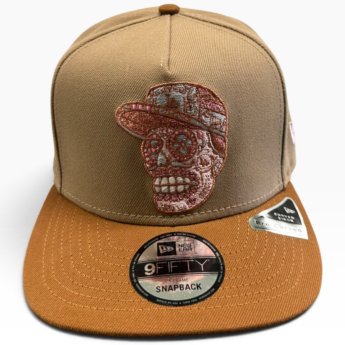 Sugar Skull Brown & Pink New Era 9FIFTY A-Frame snapback hat - side view