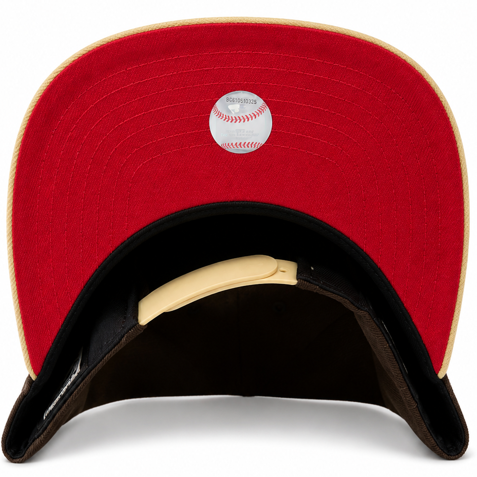 Los Angeles Dodgers LA Rose brown, tan and red New Era 9FIFTY A-Frame snapback hat - front view