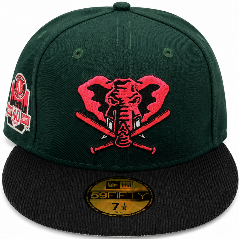 Oakland Athletics Dark Green New Era 59FIFTY fitted hat - back view