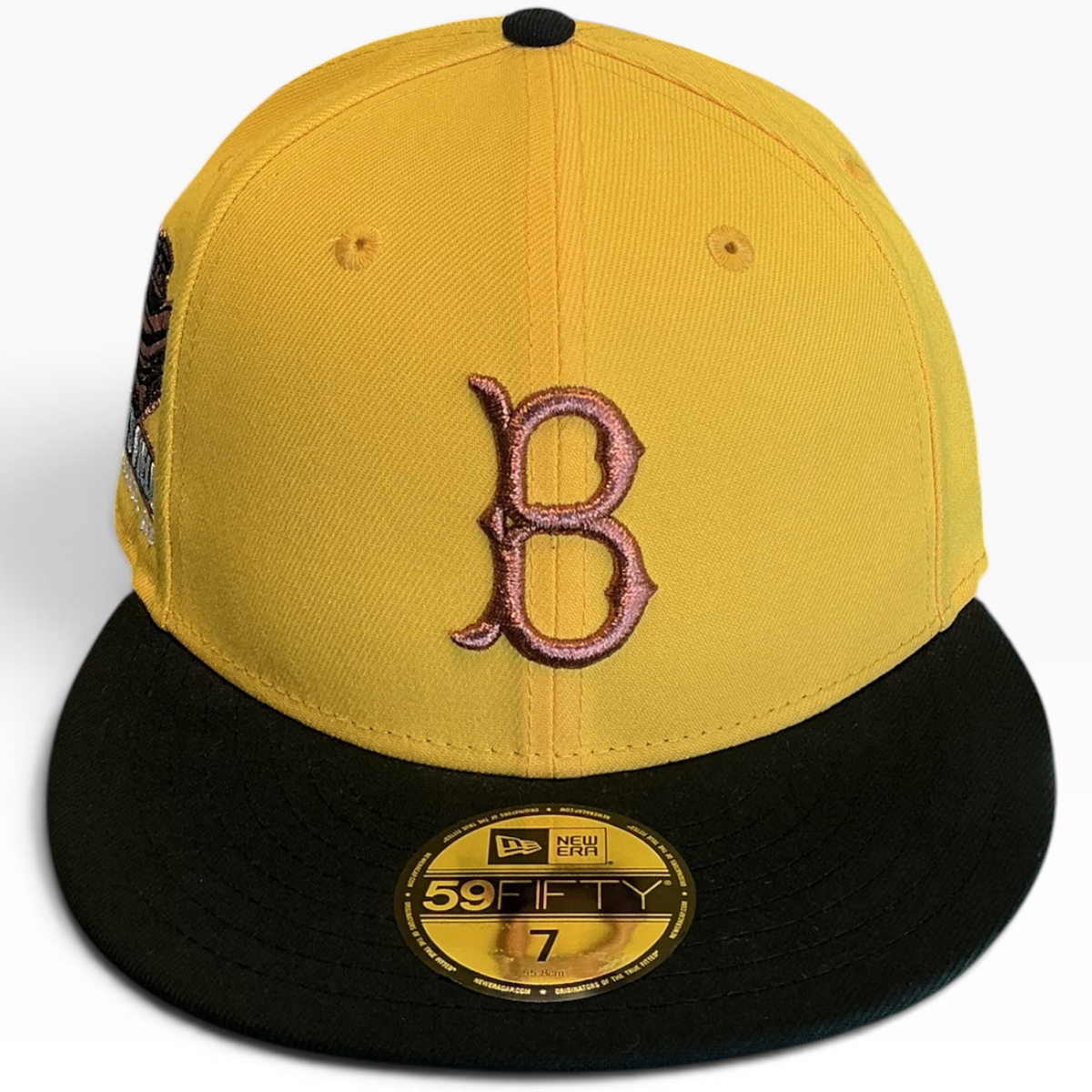 Brooklyn Dodgers gold and black New Era 59FIFTY fitted hat - side view