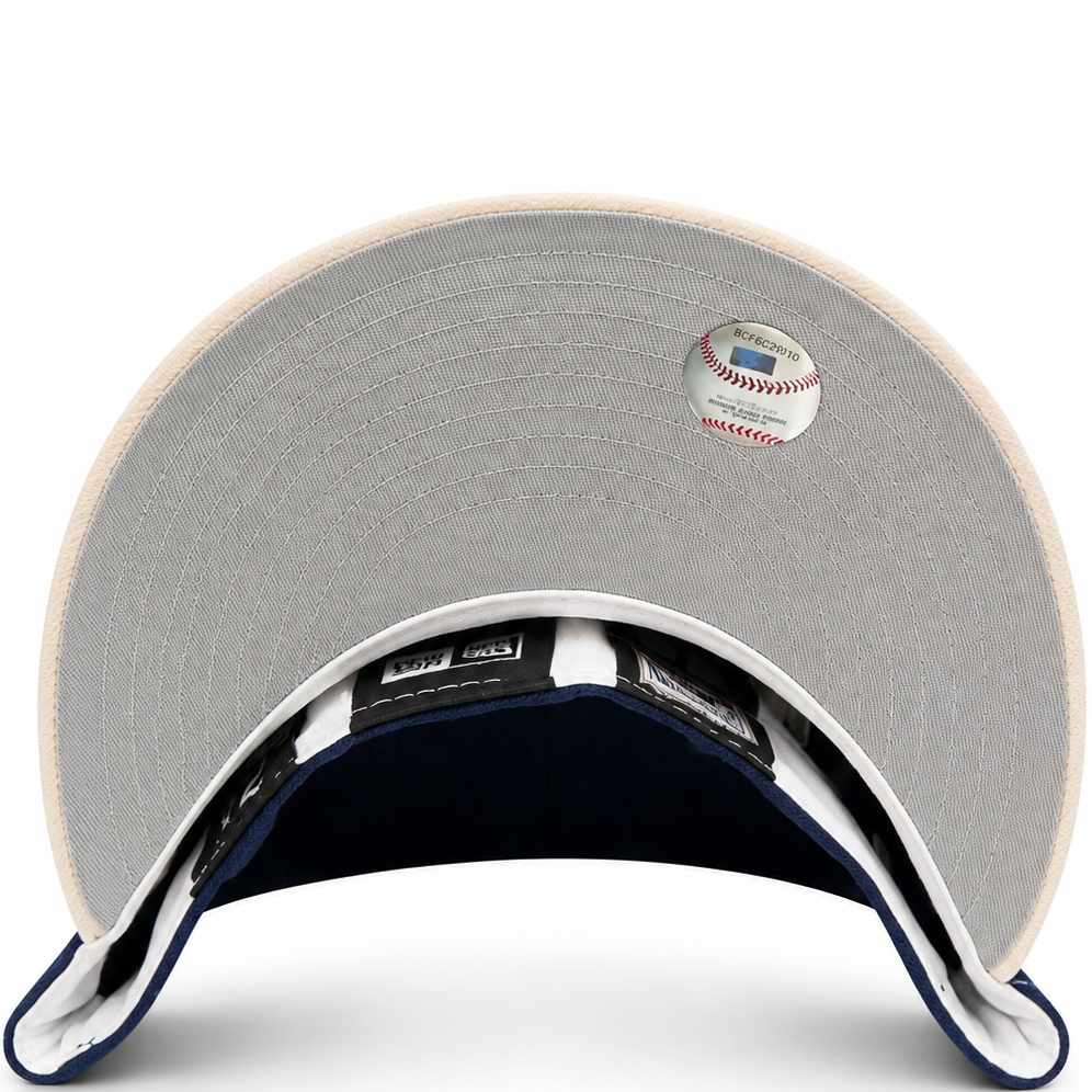Los Angeles Dodgers royal blue and cream winged LA New Era 59FIFTY fitted hat - detail view