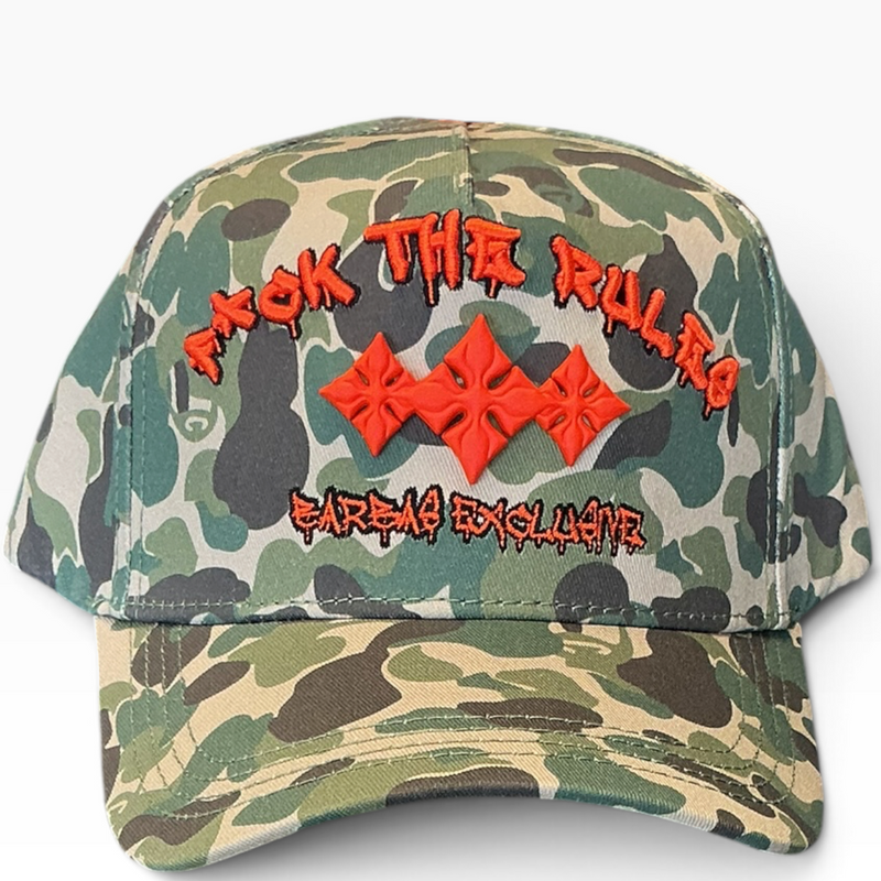 Barbas camo orange cross hat - back view
