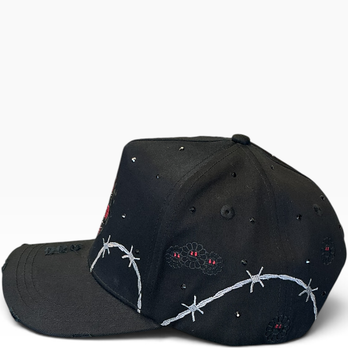 Red flower barbed wire snapback - alternate angle