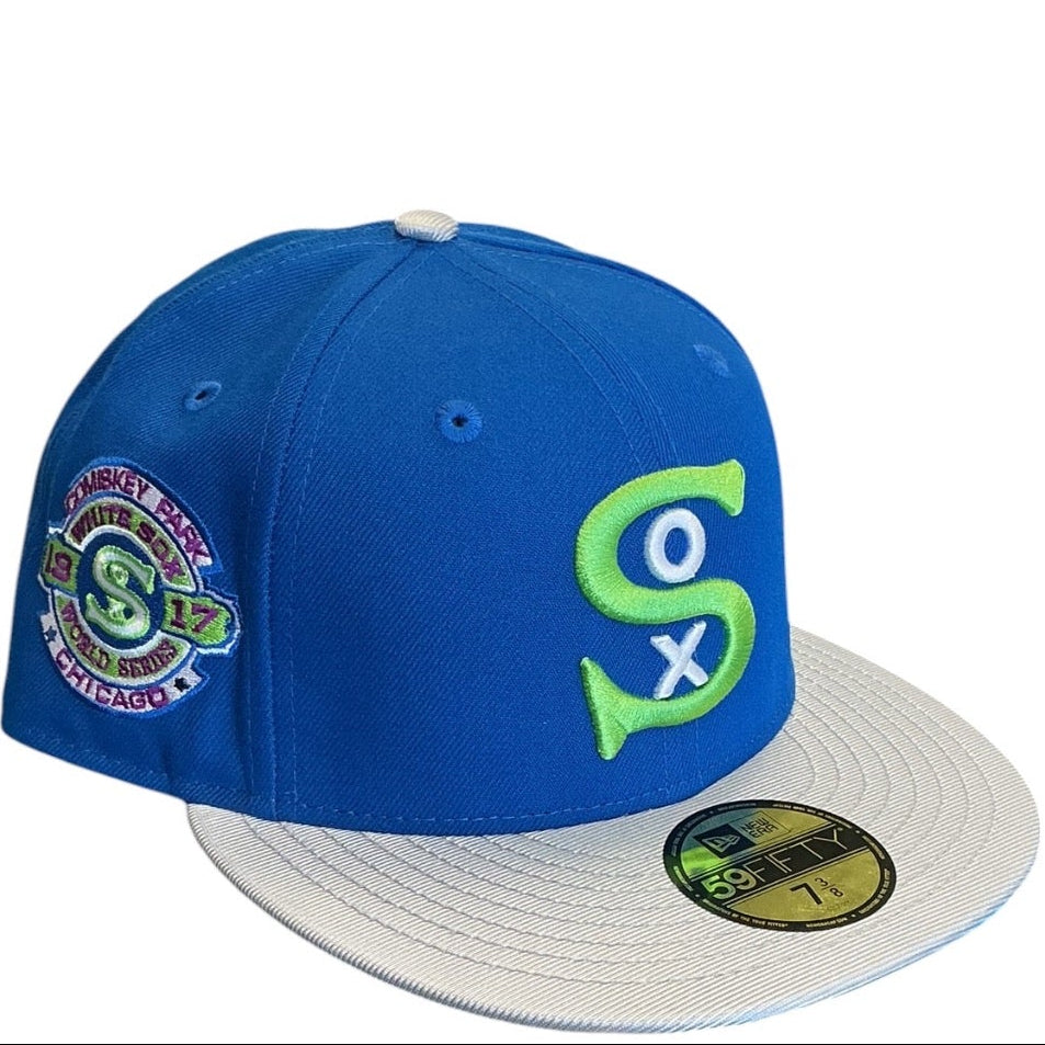 Chicago White Sox Royal Blue & Gray Comiskey Park New Era 59FIFTY fitted hat - front view