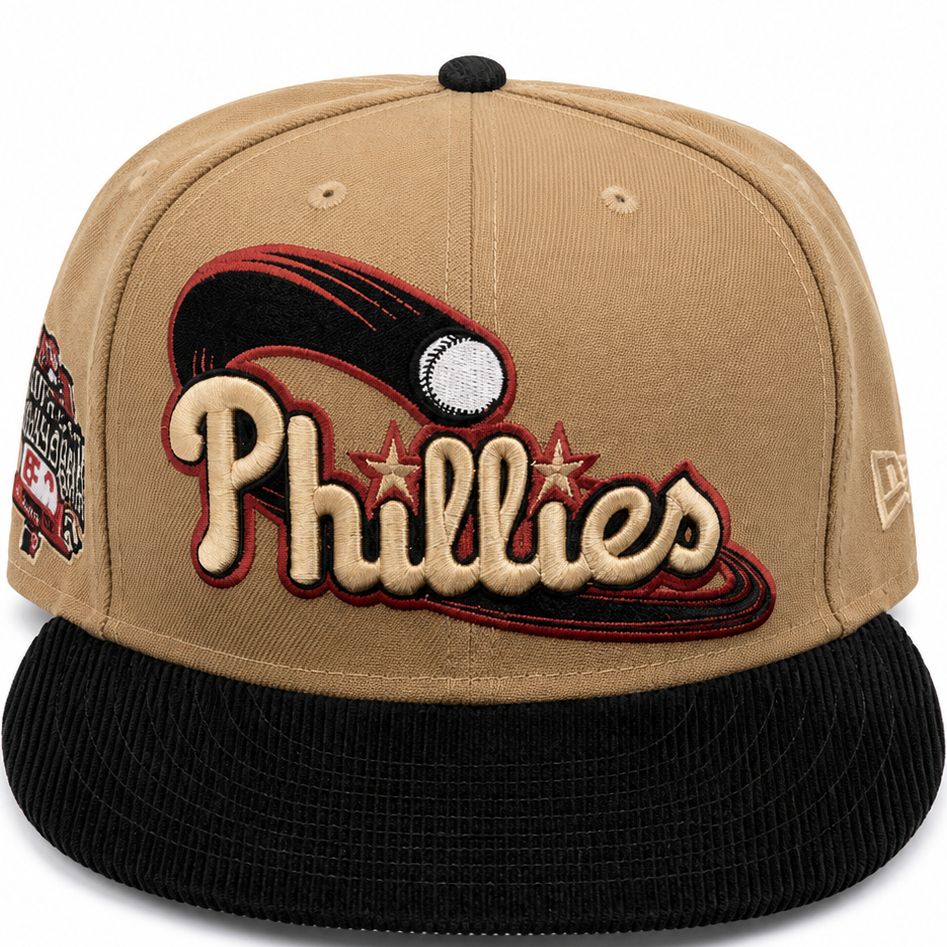 Philadelphia Phillies tan and black All-Star Game New Era 59FIFTY fitted hat - back view