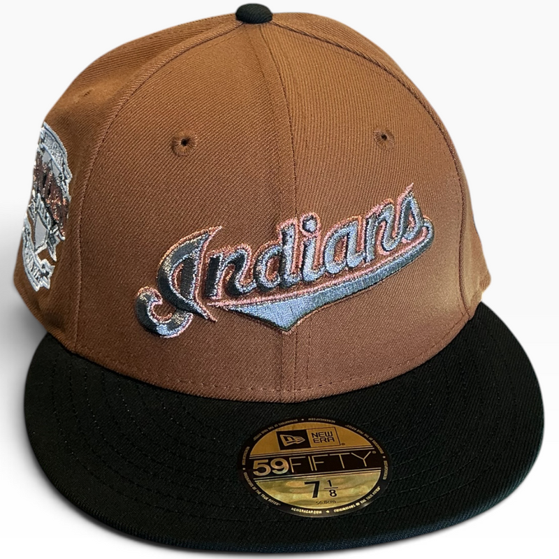 Cleveland Indians Brown/Black New Era 59FIFTY fitted hat - side view
