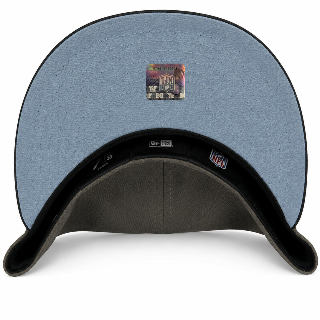 Dallas Cowboys SD Star dark gray and black New Era 59FIFTY fitted hat - detail view