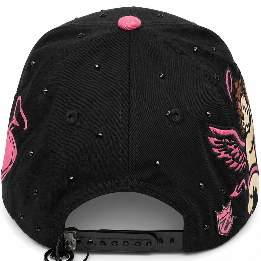 Cupid heart cap with detailed cupid artwork - side view