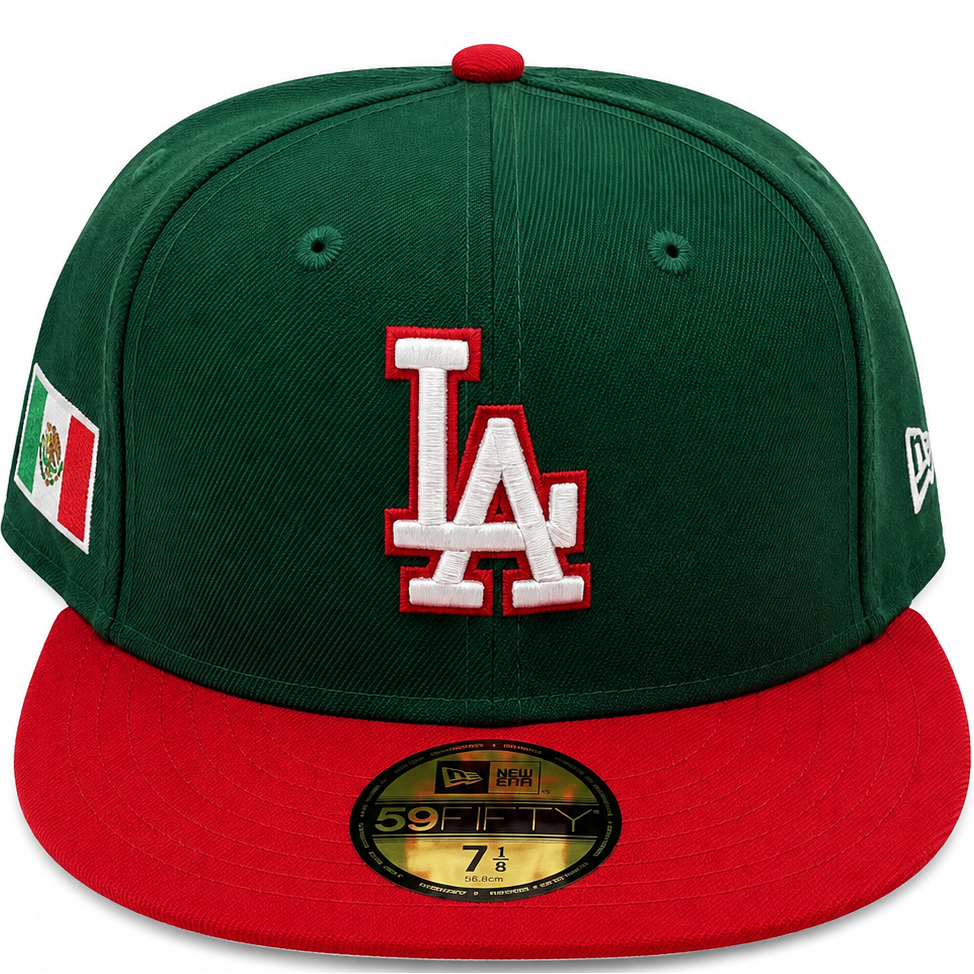 Los Angeles Dodgers Green & Red New Era 59FIFTY fitted hat - side view