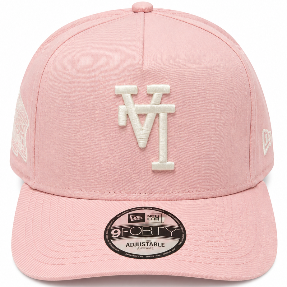 Pink & White New Era 9FORTY A-Frame adjustable hat - back view