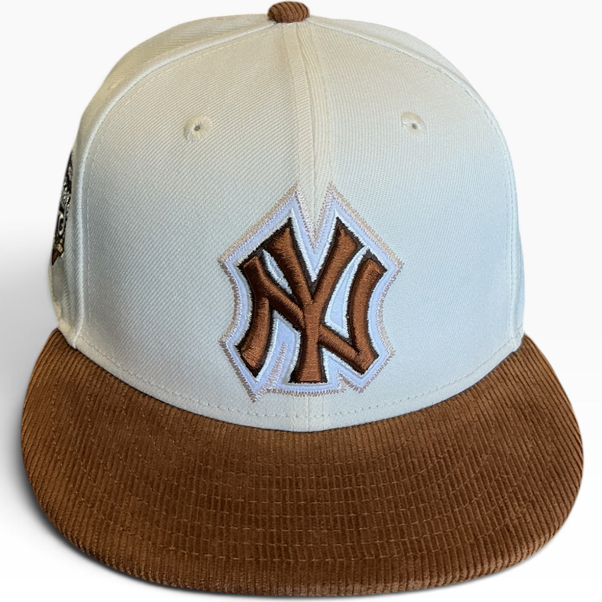 New York Yankees Cream & Brown Corduroy New Era 59FIFTY fitted hat - side view