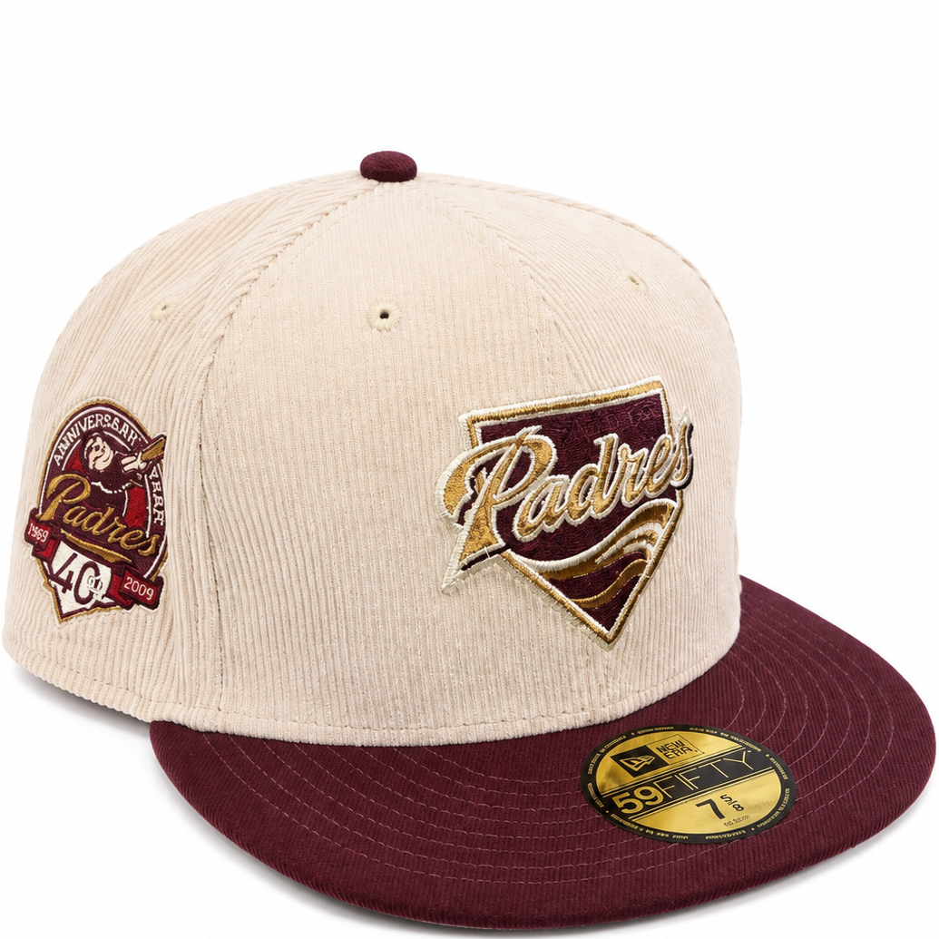 San Diego Padres Cream / Burgundy New Era 59FIFTY fitted hat - front view