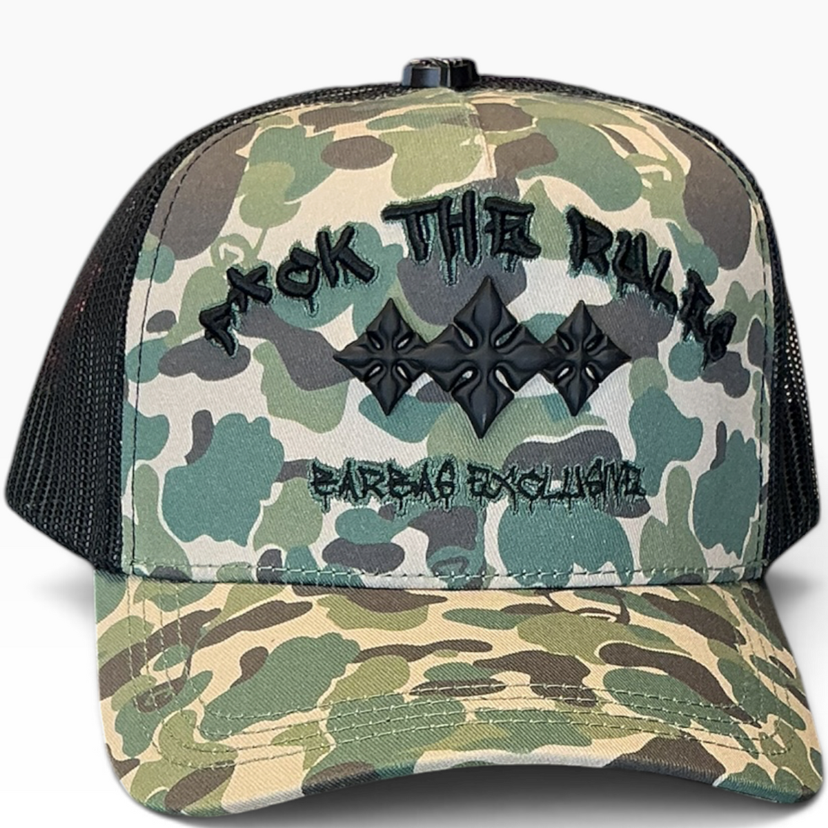 Barbas camo trucker hat - back view