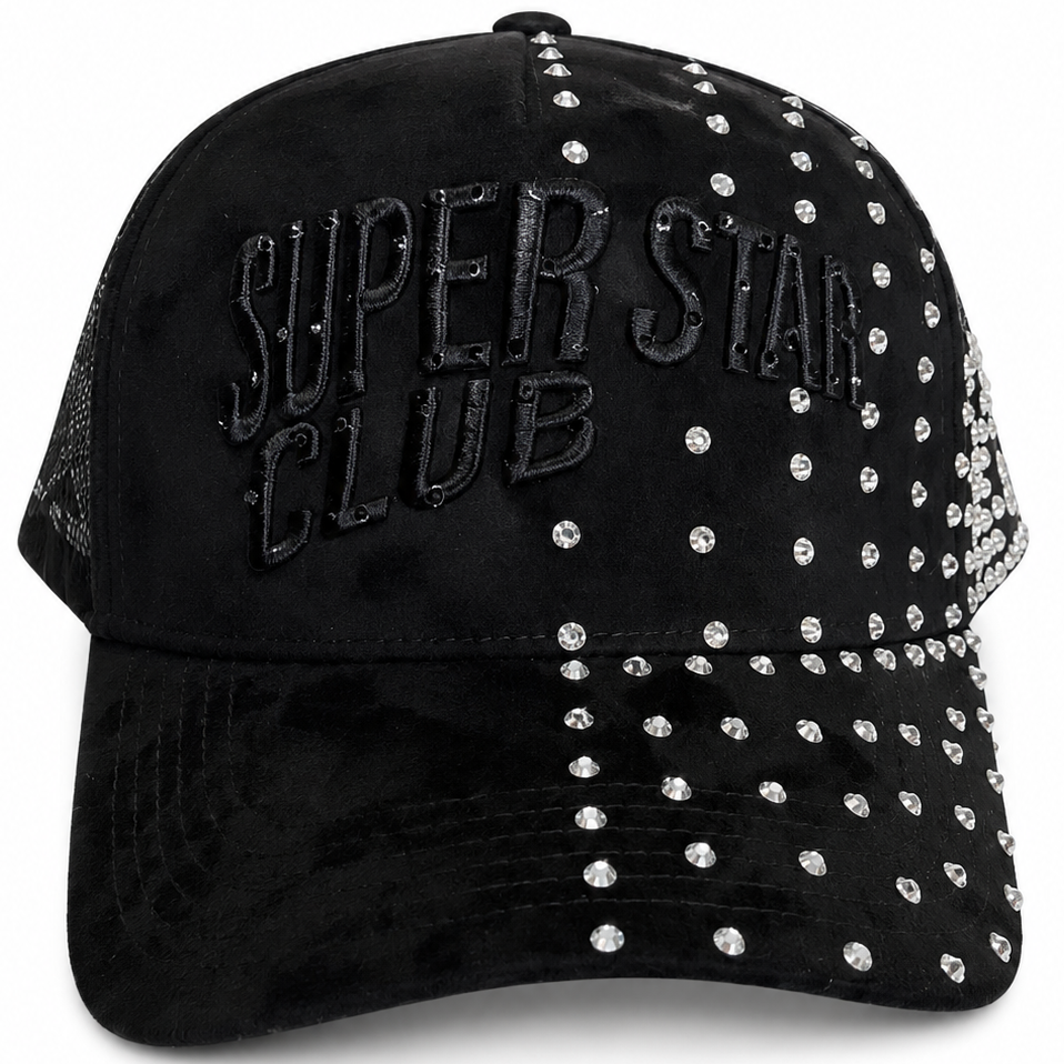 Super Star Black Rhinestone Limited Edition Hat – front view