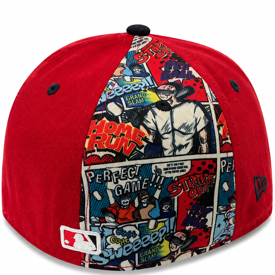 Los Angeles Angels Comic Panel Red New Era 59FIFTY fitted hat - front view