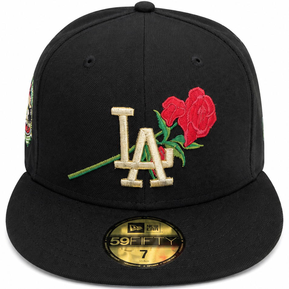 Los Angeles Dodgers LA Rose black fitted hat – view 2