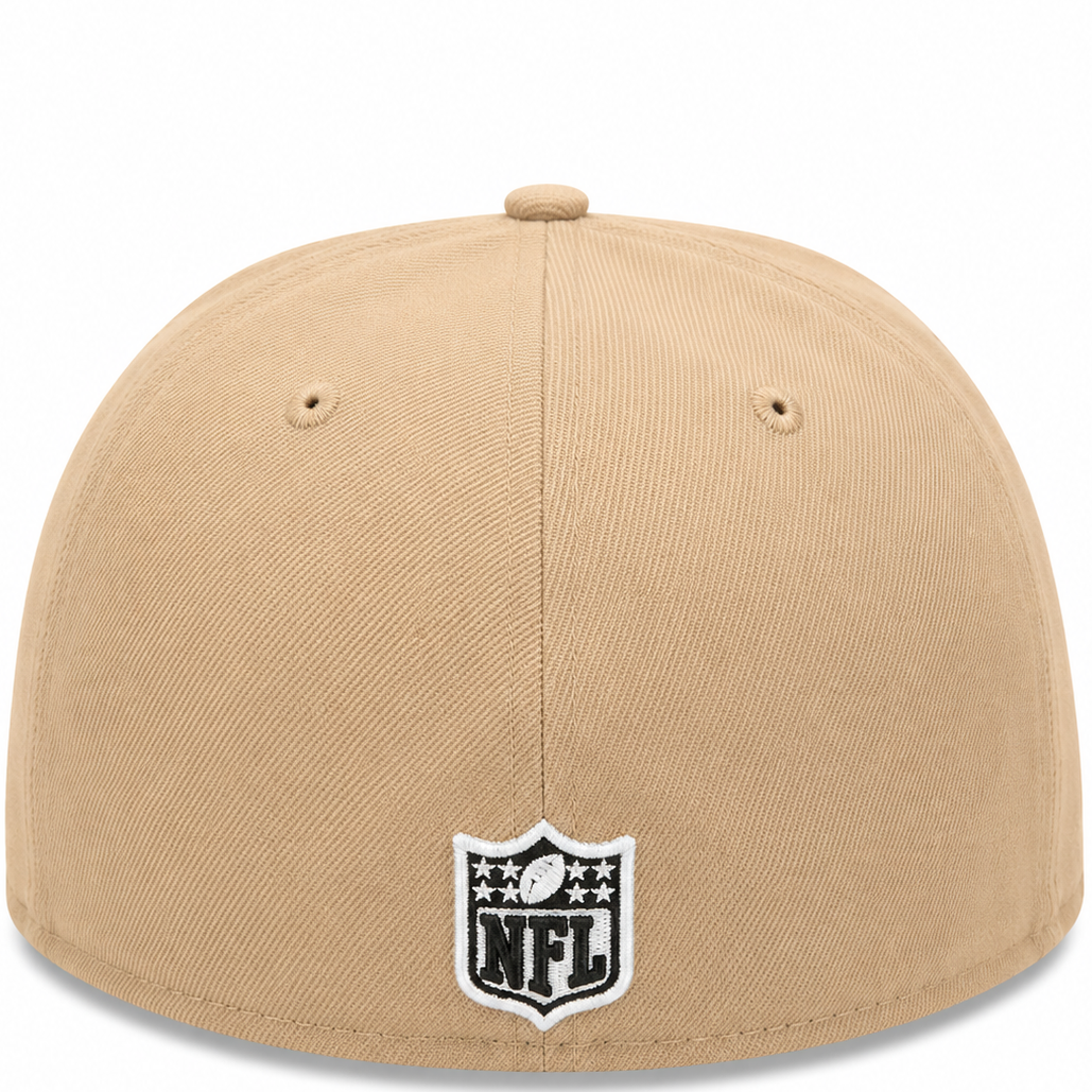 Las Vegas Raiders tan New Era 59FIFTY fitted hat - back view