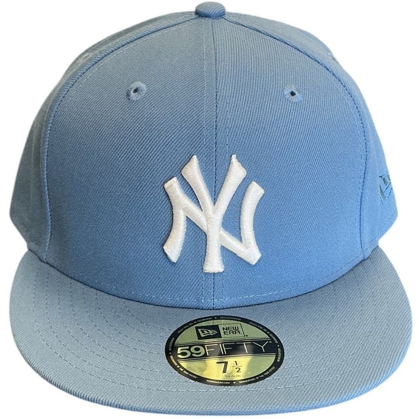 New York Yankees light blue New Era 59FIFTY fitted hat - side view