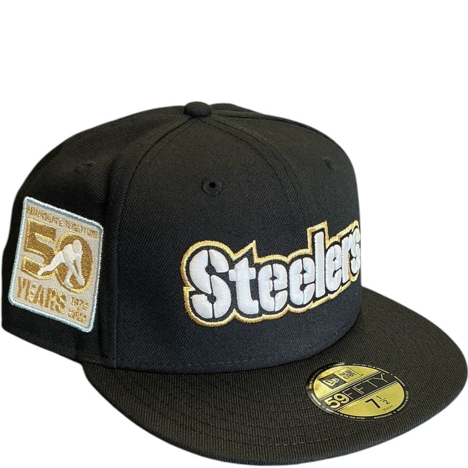 Pittsburgh Steelers Black & Gold New Era 59FIFTY fitted hat - side view