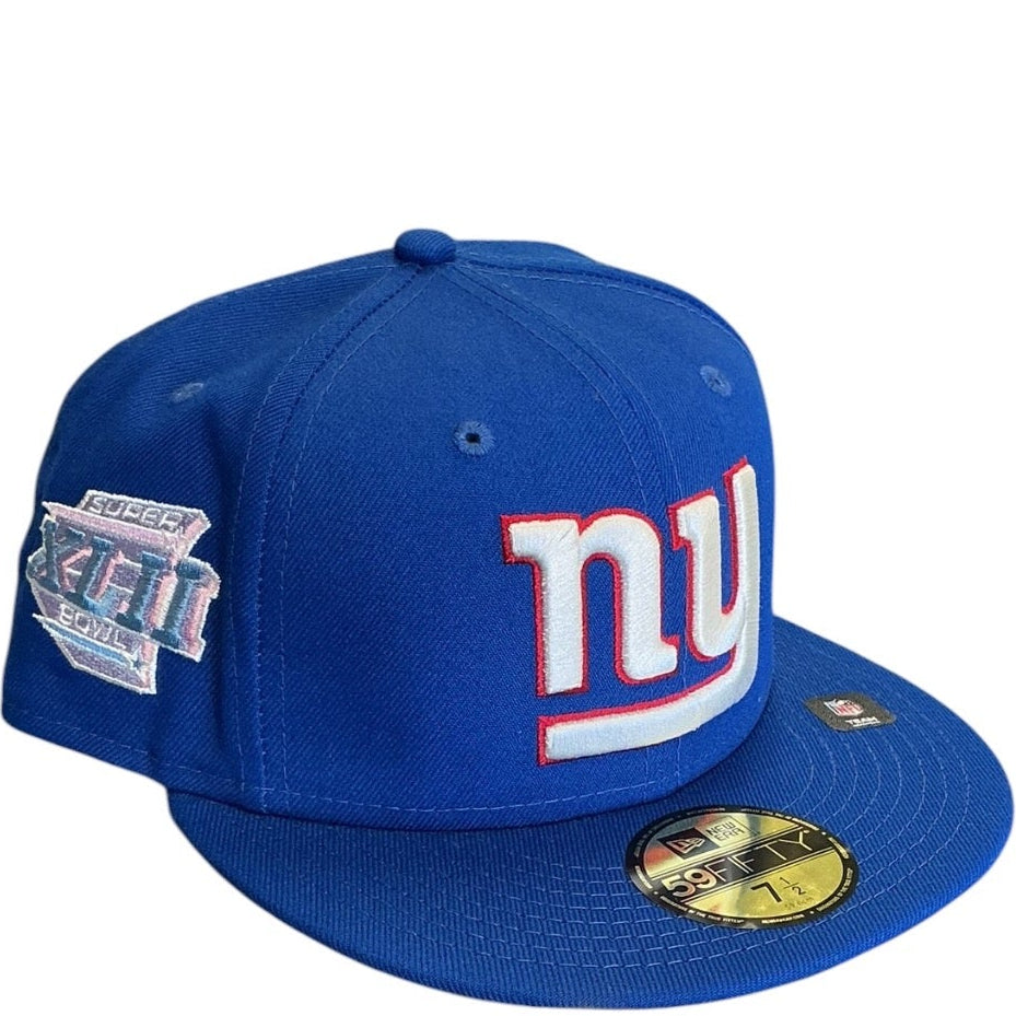 New York Giants royal blue Super Bowl XLII New Era 59FIFTY fitted hat - side view