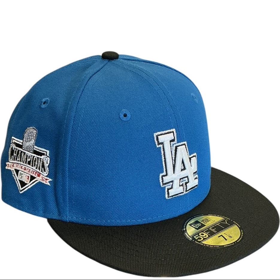Los Angeles Dodgers Royal Blue & Black Side Patch New Era 59FIFTY fitted hat - front view
