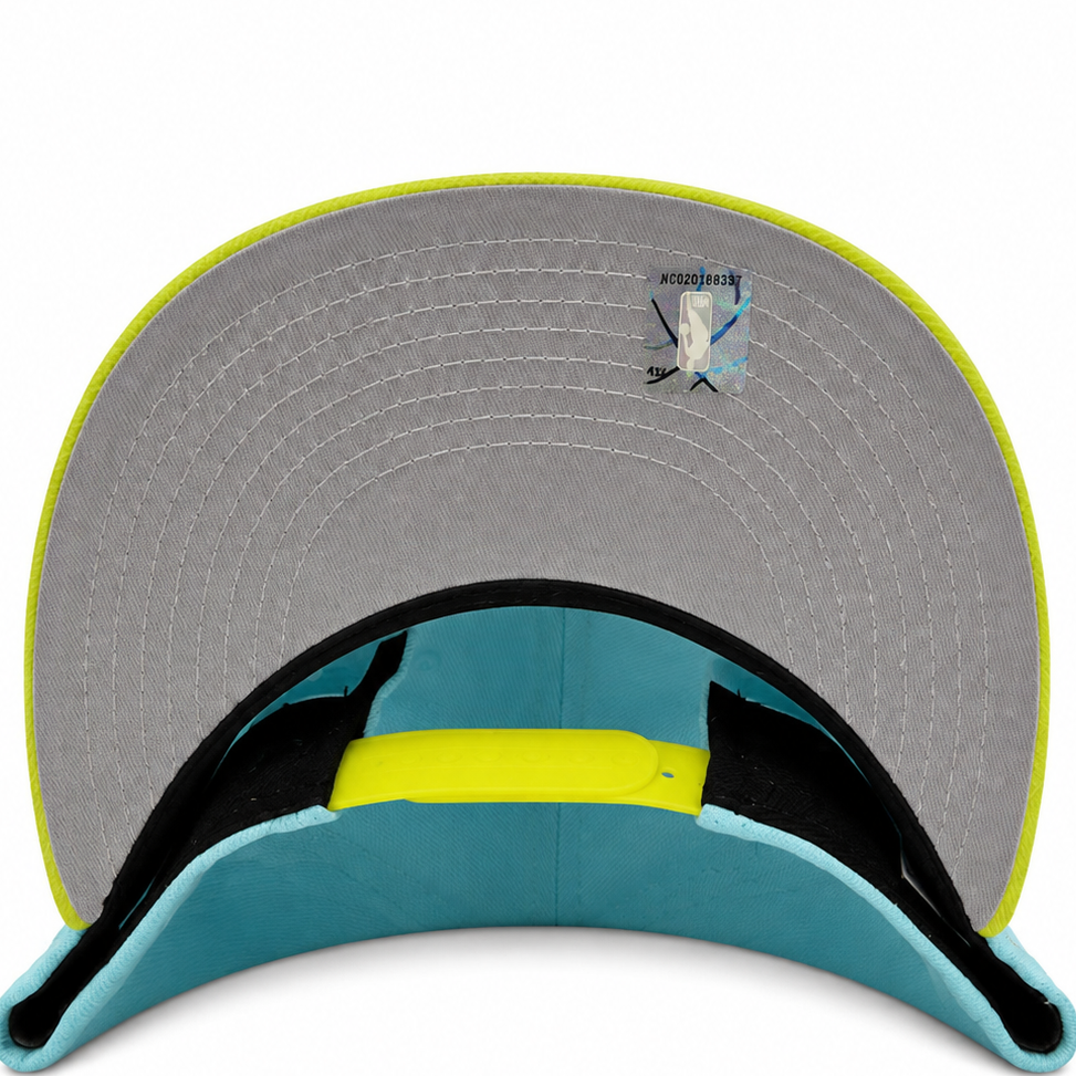 Pirates teal snapback with neon yellow brim - alternate view