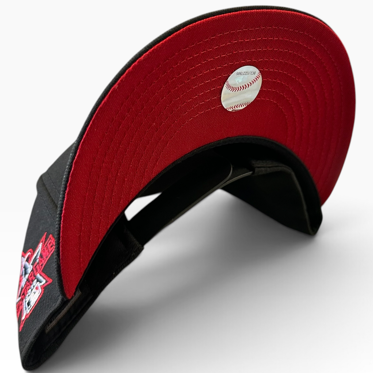 Angels black and red snapback - back view