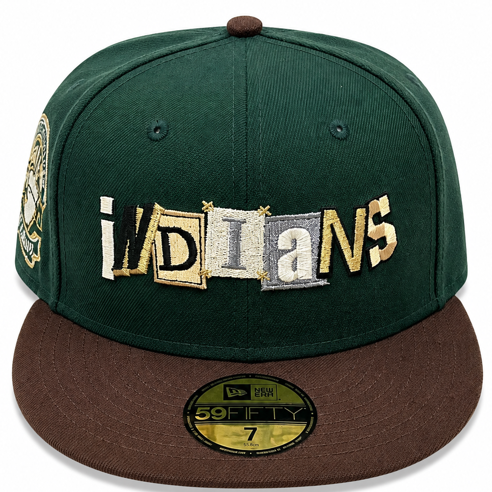 Cleveland Indians forest green/brown New Era 59FIFTY fitted hat - side view