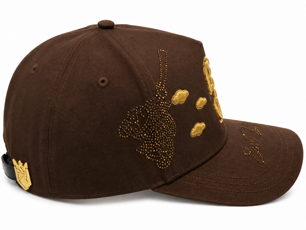 Brown and gold SD rhinestone snapback - alternate angle