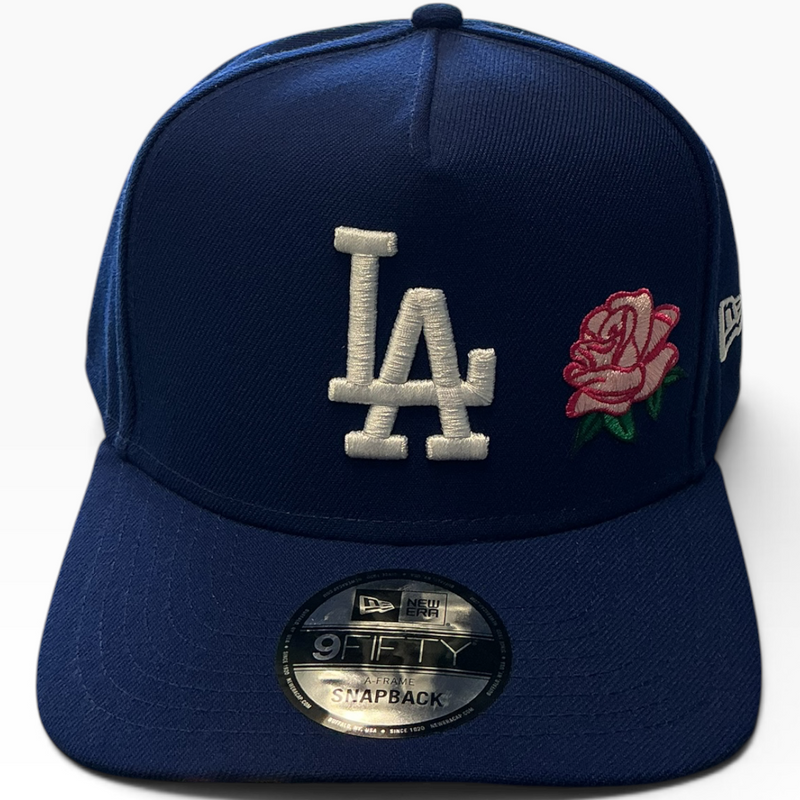 New Era Los Angeles Dodgers rose navy 9FIFTY A-Frame snapback hat - front view
