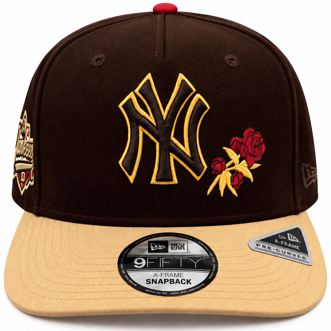 New York Yankees brown and tan Rose New Era 9FIFTY A-Frame snapback hat - back view