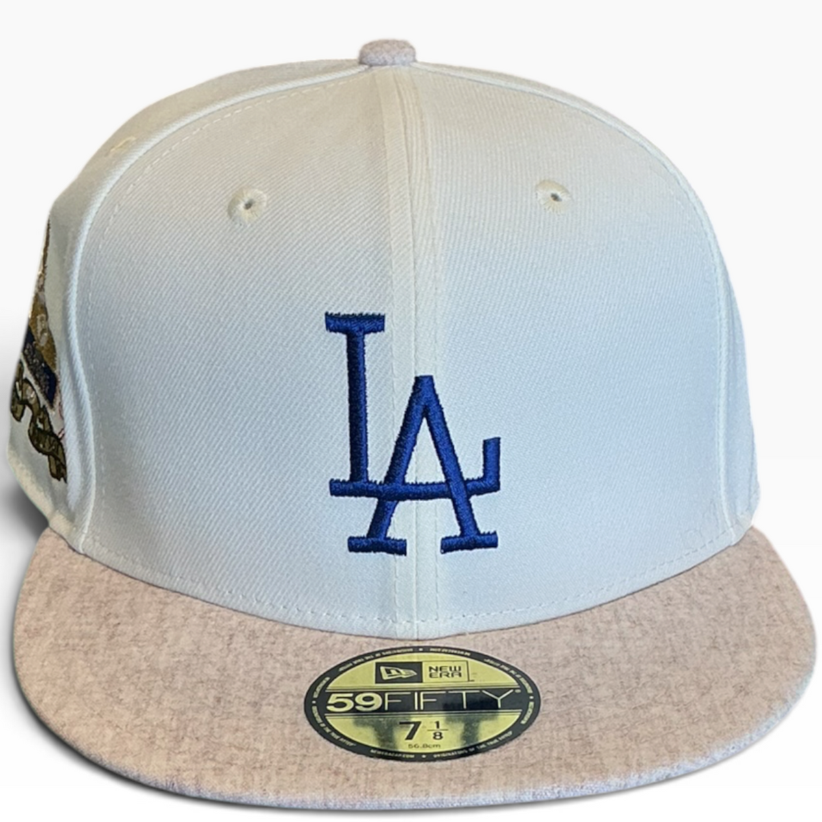 Los Angeles Dodgers Cream & Tan World Series New Era 59FIFTY fitted hat - side view