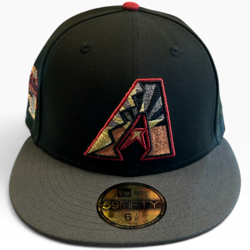 Arizona Diamondbacks Black/Gray New Era 59FIFTY fitted hat - side view