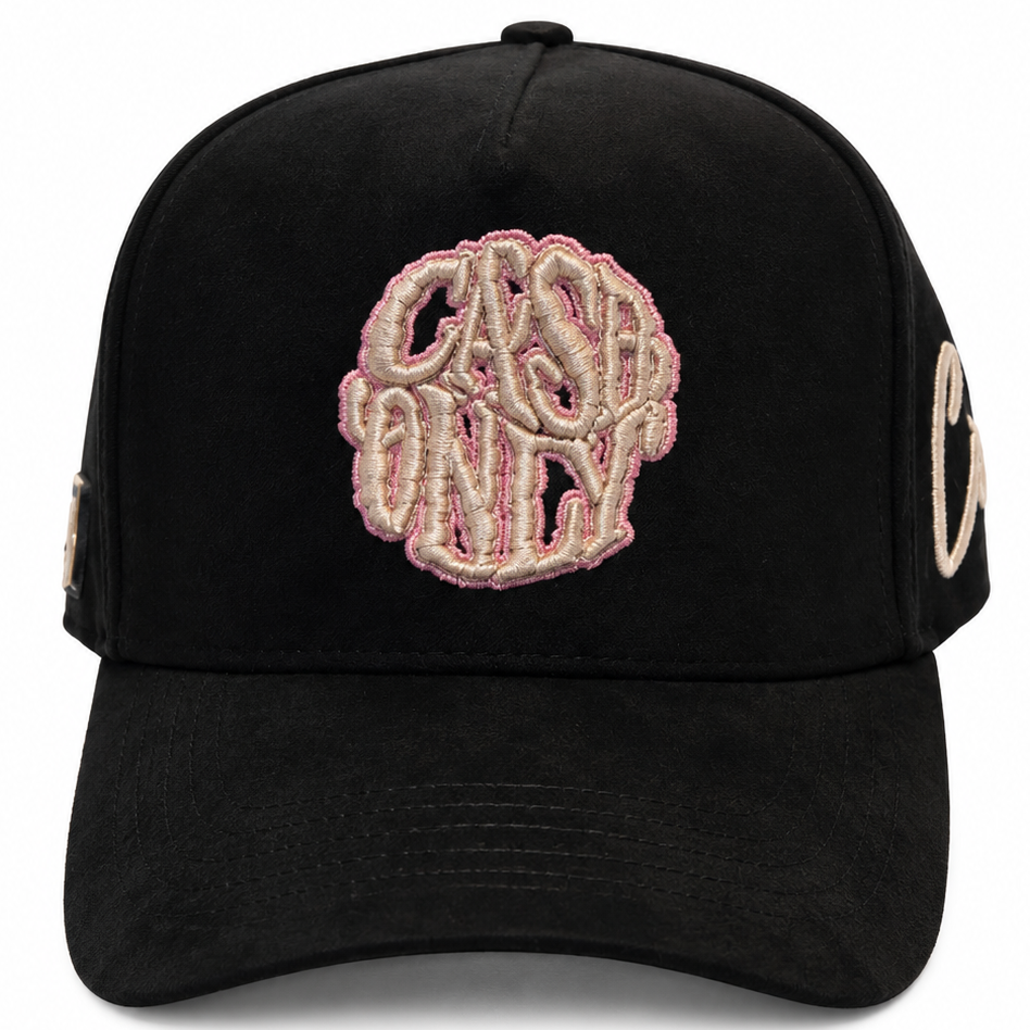 Cash Only Black & Pink Embroidered Cap – front view