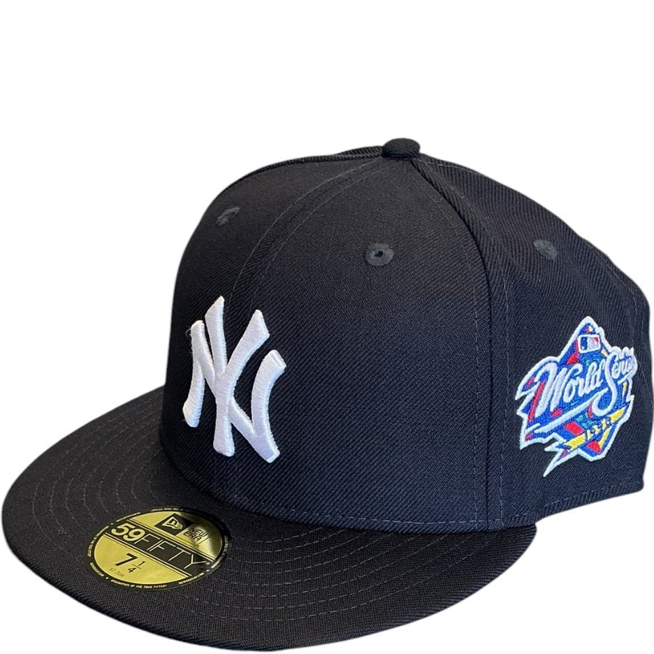 New York Yankees black and white New Era 59FIFTY fitted hat - front view