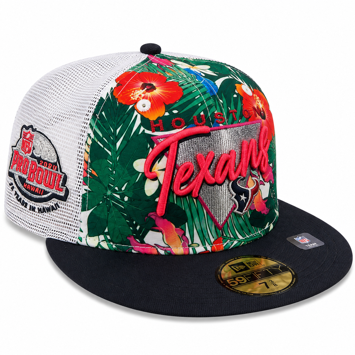 Houston Texans Tropical Floral New Era 59FIFTY fitted hat - front view