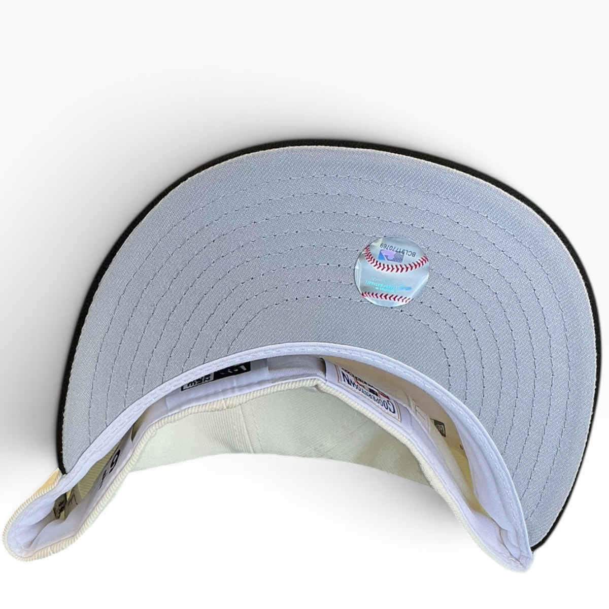 Los Angeles Dodgers White/Black New Era 59FIFTY fitted hat - back view